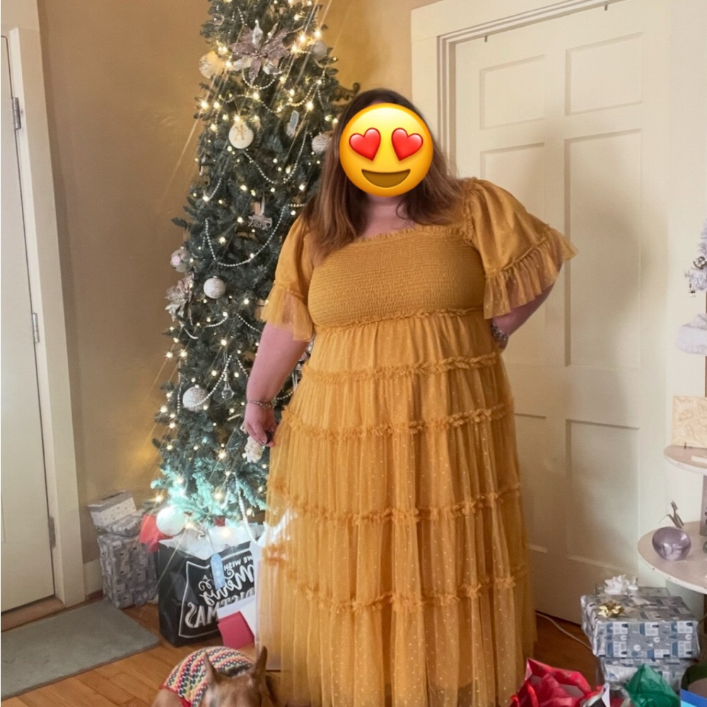 JessaKae Mustard Ruffle Tulle Dress